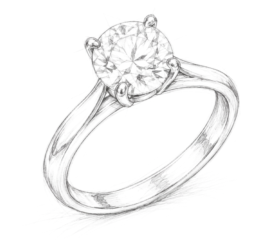 Classic Solitaire ring sketch